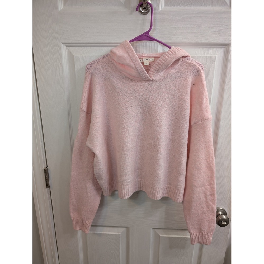 Aeropostale Lace Bow Back Cozy Hooded Sweater‎ Womens Pullover NWT - Size M
